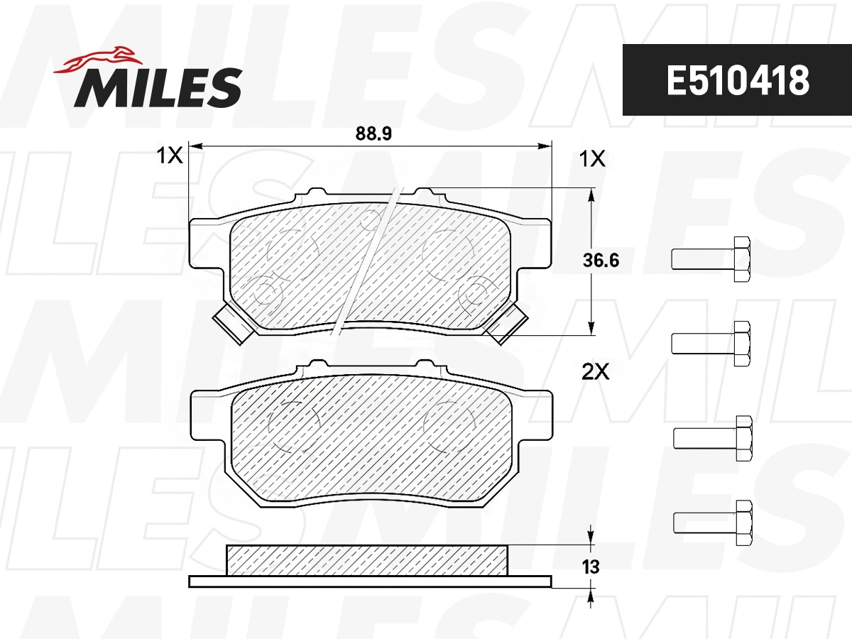 Kit de plaquettes de frein, frein à disque MILES E510418