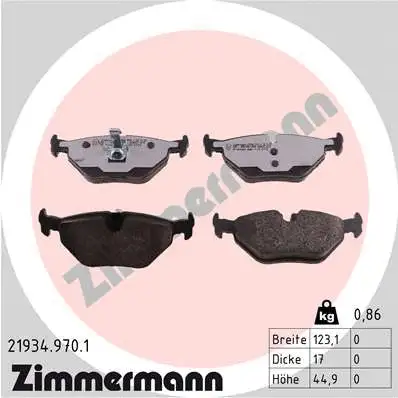 Kit de plaquettes de frein, frein à disque ZIMMERMANN 21934.970.1