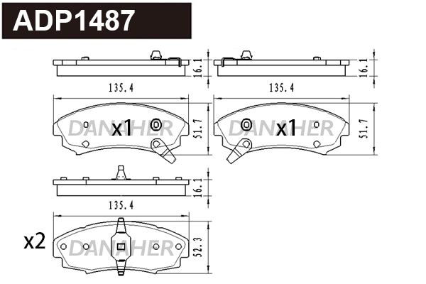 Kit de plaquettes de frein, frein à disque DANAHER ADP1487