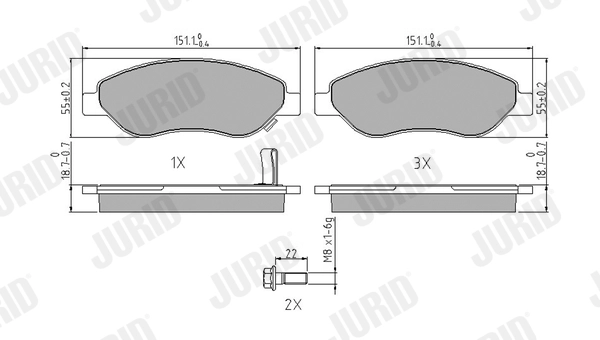 Kit de plaquettes de frein, frein à disque JURID 573205J
