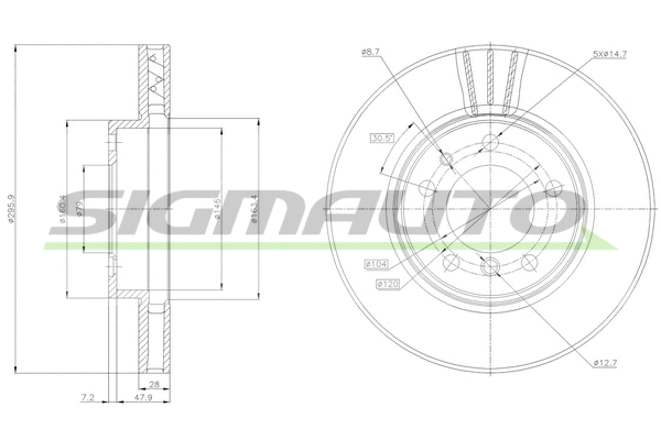 Disque de frein SIGMAUTO DBA712V