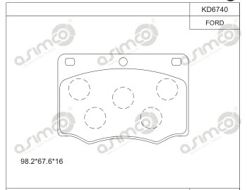 Kit de plaquettes de frein, frein à disque ASIMCO KD6740