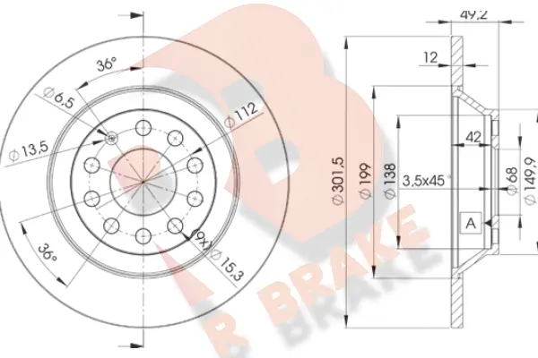 Disque de frein R BRAKE 78RBD25313