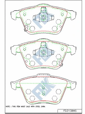 Kit de plaquettes de frein, frein à disque FBK FD3138MS