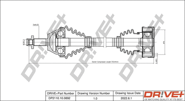 Arbre de transmission Dr!ve+ DP2110.10.0892