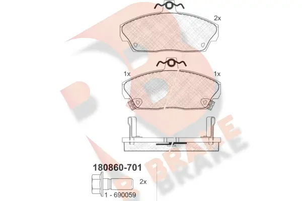 Kit de plaquettes de frein, frein à disque R BRAKE RB0860-701