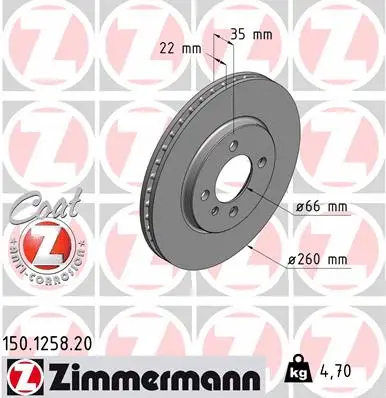 Disque de frein ZIMMERMANN 150.1258.20