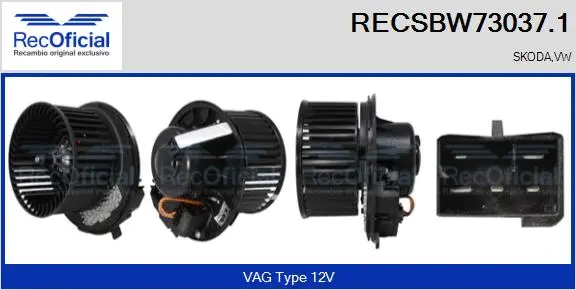 Pulseur d'air habitacle RECOFICIAL RECSBW73037.1