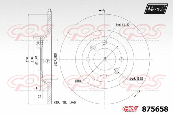Disque de frein MAXTECH 875658