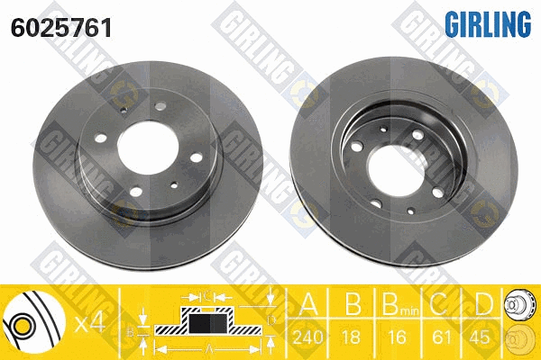 Disque de frein GIRLING 6025761