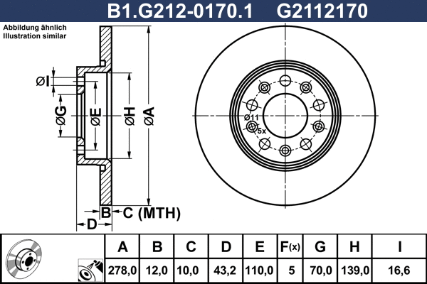 Disque de frein GALFER B1.G212-0170.1