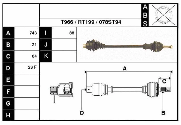 Arbre de transmission Technika 38078