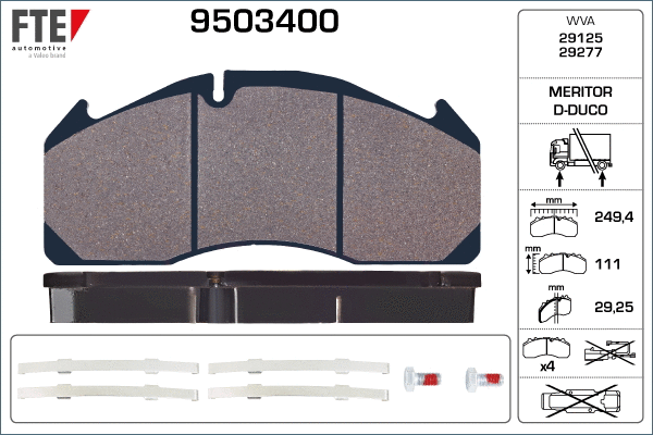 Kit de plaquettes de frein, frein à disque FTE 9503400
