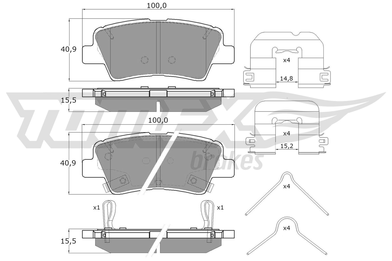 Kit de plaquettes de frein, frein à disque TOMEX Brakes TX 17-481