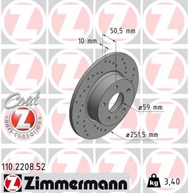 Disque de frein ZIMMERMANN 110.2208.52