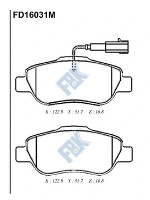 Kit de plaquettes de frein, frein à disque FBK FD16031M