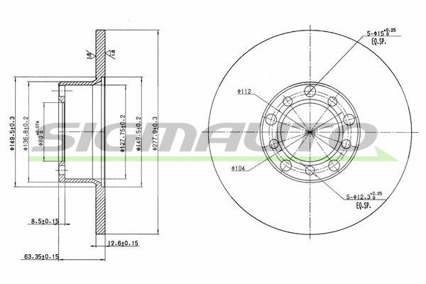 Disque de frein SIGMAUTO DBA071S