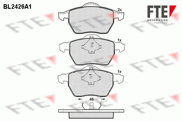 Kit de plaquettes de frein, frein à disque FTE 9010727