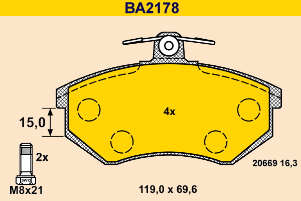 Kit de plaquettes de frein, frein à disque BARUM BA2178