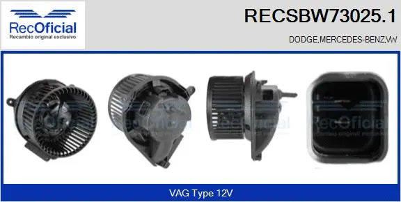 Pulseur d'air habitacle RECOFICIAL RECSBW73025.1