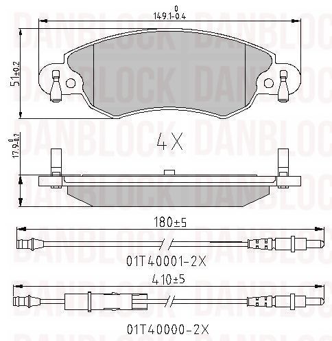 Kit de plaquettes de frein, frein à disque DANBLOCK DB 510841