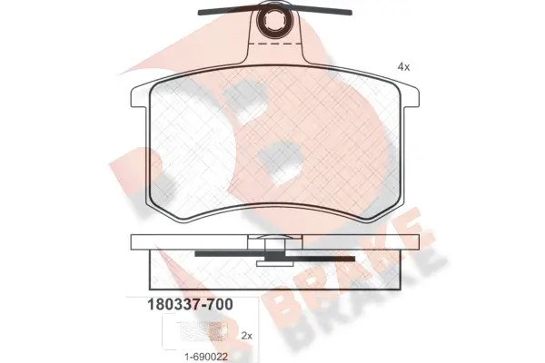 Kit de plaquettes de frein, frein à disque R BRAKE RB0337-700