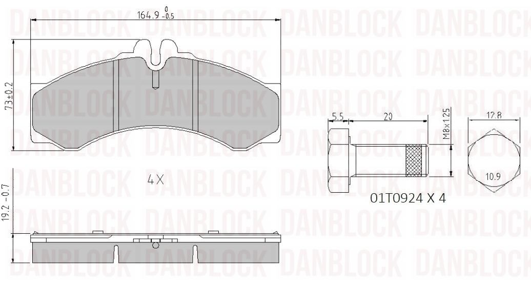 Kit de plaquettes de frein, frein à disque DANBLOCK DB 510271