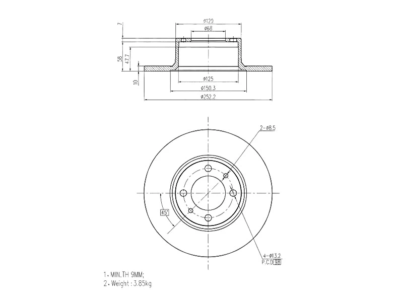 Disque de frein A.Z. Meisterteile AZMT-44-024-1001