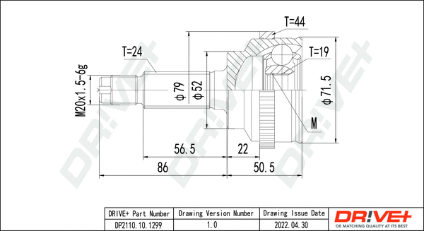 Jeu de joints, arbre de transmission Dr!ve+ DP2110.10.1299