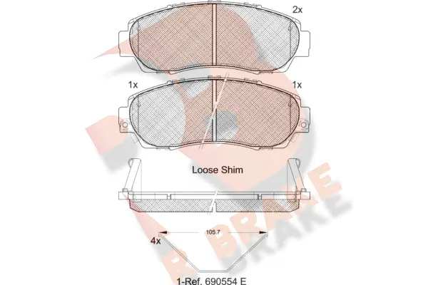Kit de plaquettes de frein, frein à disque R BRAKE RB1811-200