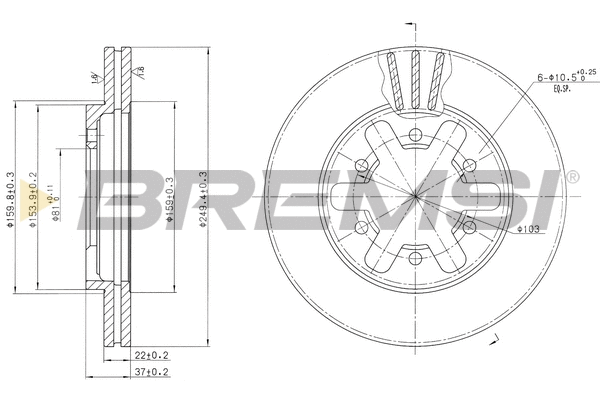Disque de frein BREMSI CD6421V
