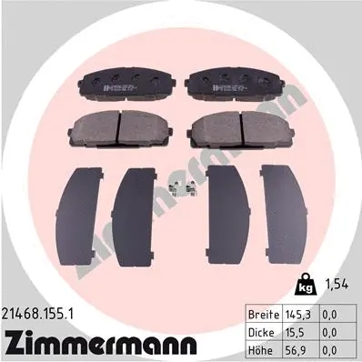 Kit de plaquettes de frein, frein à disque ZIMMERMANN 21468.155.1