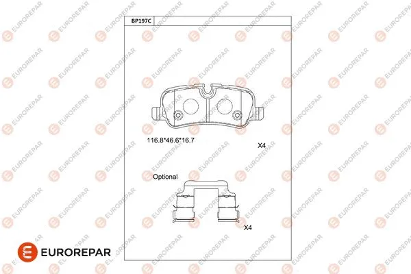 Kit de plaquettes de frein, frein à disque EUROREPAR 1681224380