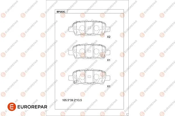 Kit de plaquettes de frein, frein à disque EUROREPAR 1681223380