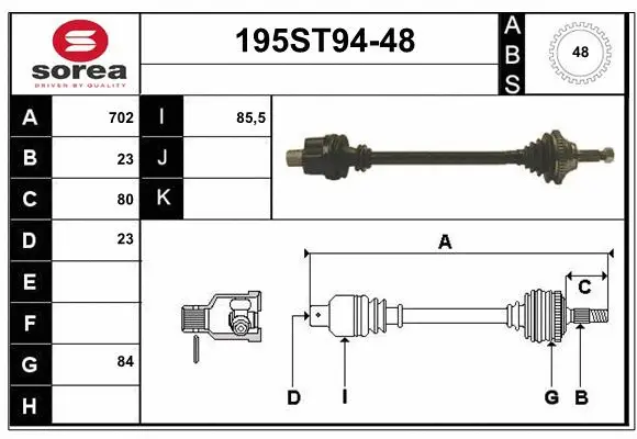 Arbre de transmission STARTCAR 195ST94-48