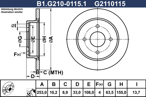 Disque de frein GALFER B1.G210-0115.1
