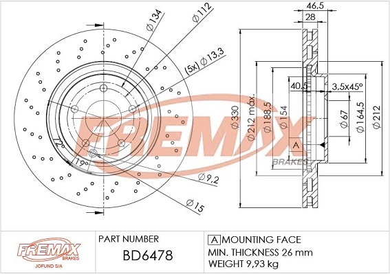 Disque de frein FREMAX BD-6478