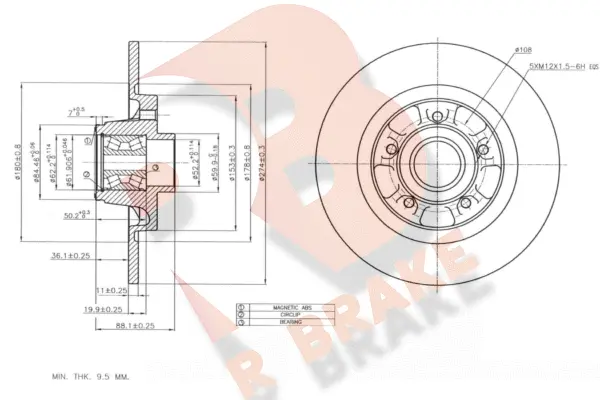 Disque de frein R BRAKE 78RBD16327