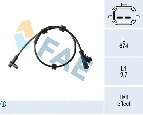 Capteur, vitesse de roue FAE 78454