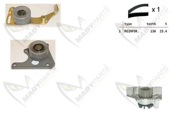 Pompe à eau + kit de courroie crantée MABYPARTS OBKWP0096