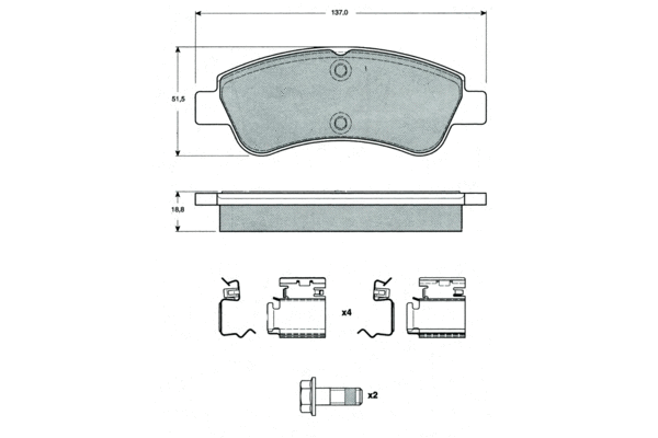 Kit de plaquettes de frein, frein à disque PROCODIS FRANCE PF1464