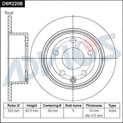 Disque de frein ADVICS D6R220B