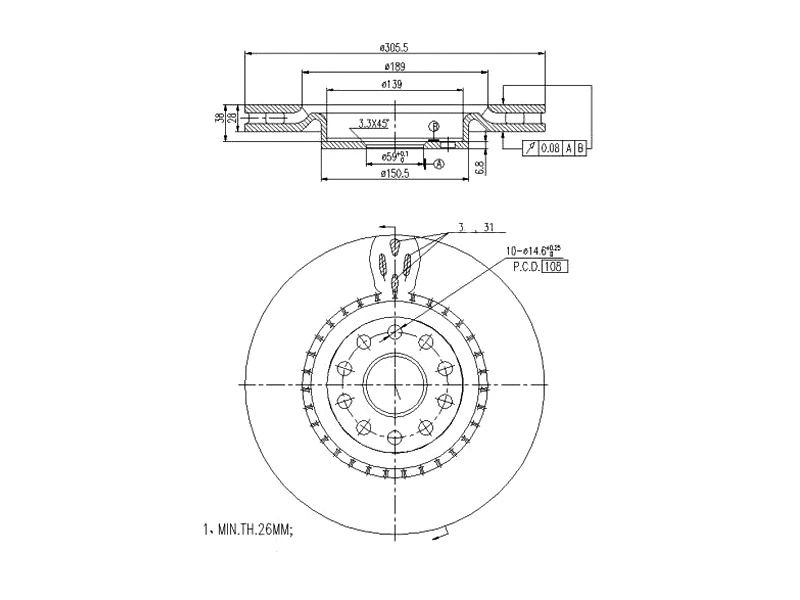 Disque de frein A.Z. Meisterteile AZMT-44-024-1095