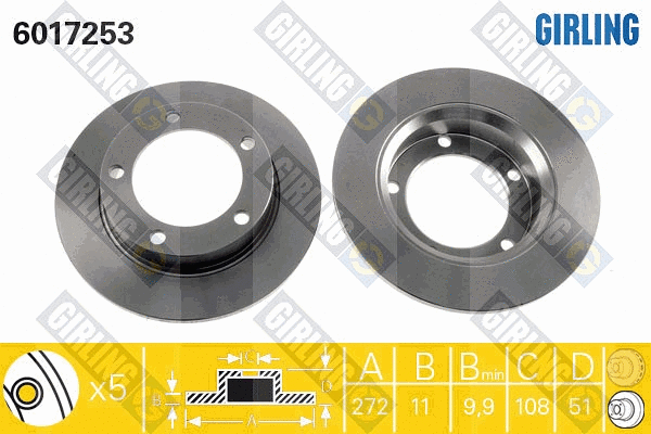 Disque de frein GIRLING 6017253