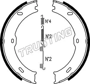 Jeu de mâchoires de frein, frein de stationnement TRUSTING 052.133K