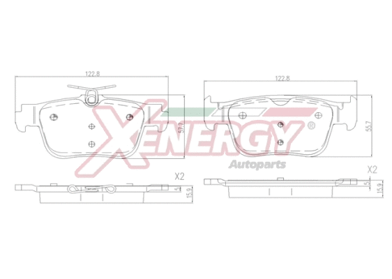 Kit de plaquettes de frein, frein à disque AP XENERGY X41407