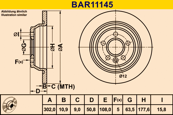 Disque de frein BARUM BAR11145