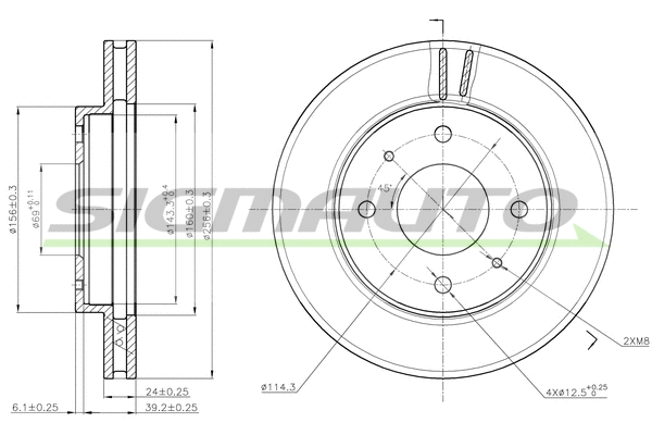 Disque de frein SIGMAUTO DBA741V