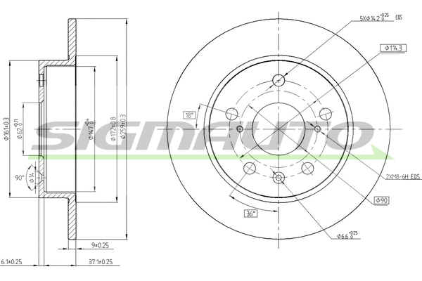 Disque de frein SIGMAUTO DBC493S