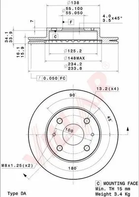 Disque de frein VILLAR 628.2088